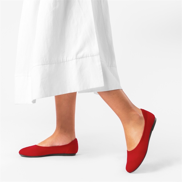 Comfortable Arch Support Knit Ballet Flats - RED - 2